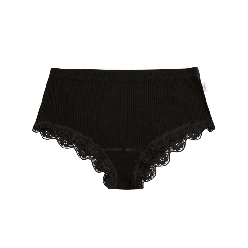 Joha wol/zijde hipster rib dames - Black