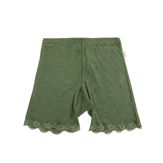 Joha wol/zijde shorts rib dames - Olivegreen