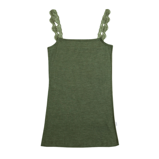 Joha wol/zijde top rib - Olivegreen